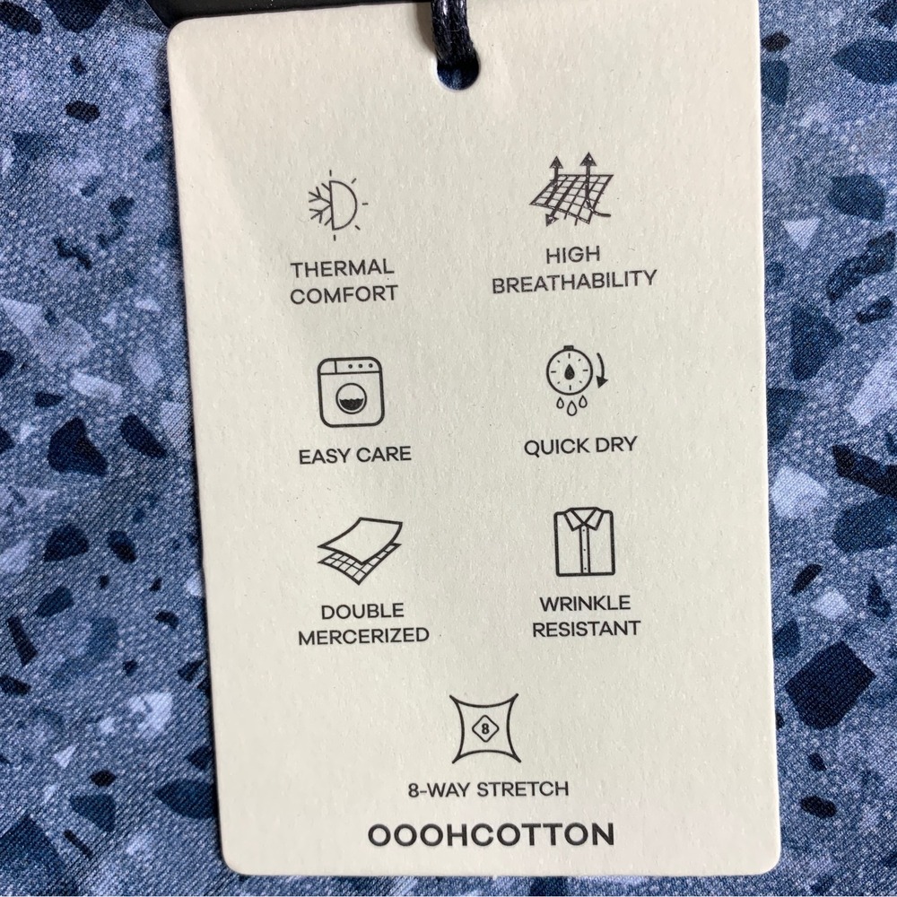 Bugatchi Ooohcotton Shirt Mens XL Cobalt Jax Double Sided Mosaic 8 Way Stretch - Picture 5 of 11